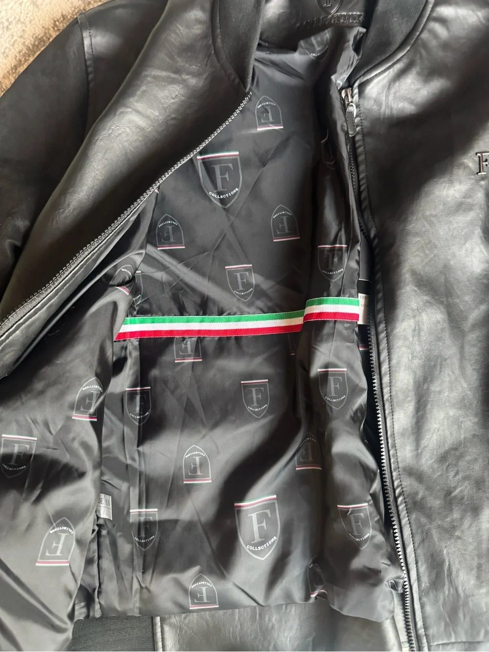 Men's Black Leather F Collection Jacket - Classic Leather Style